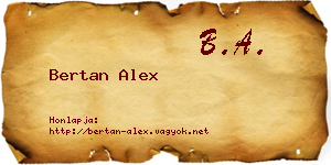 Bertan Alex névjegykártya